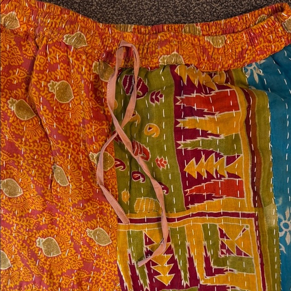 NWOT KANTHA wide pants Colorful Patchwork Boho Pants one sz - Picture 4 of 4